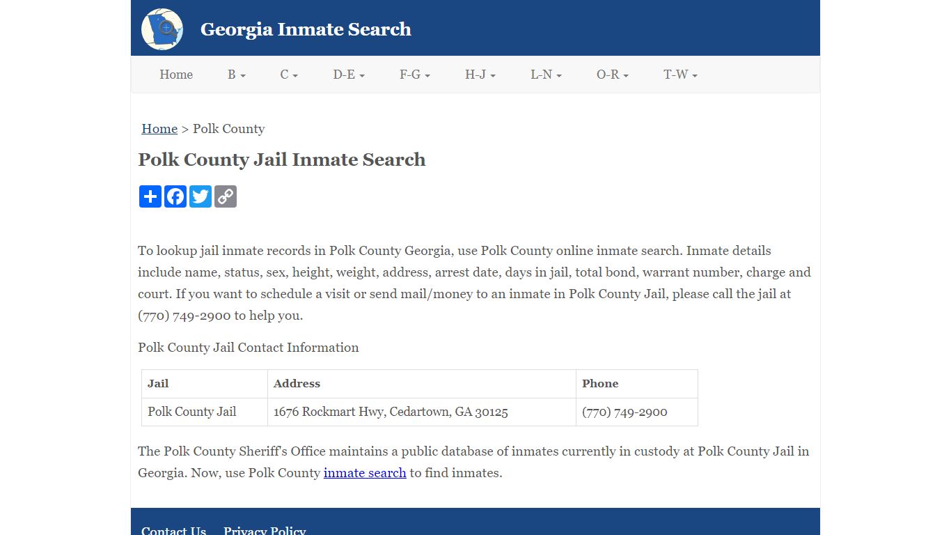 Polk County Jail Inmate Search